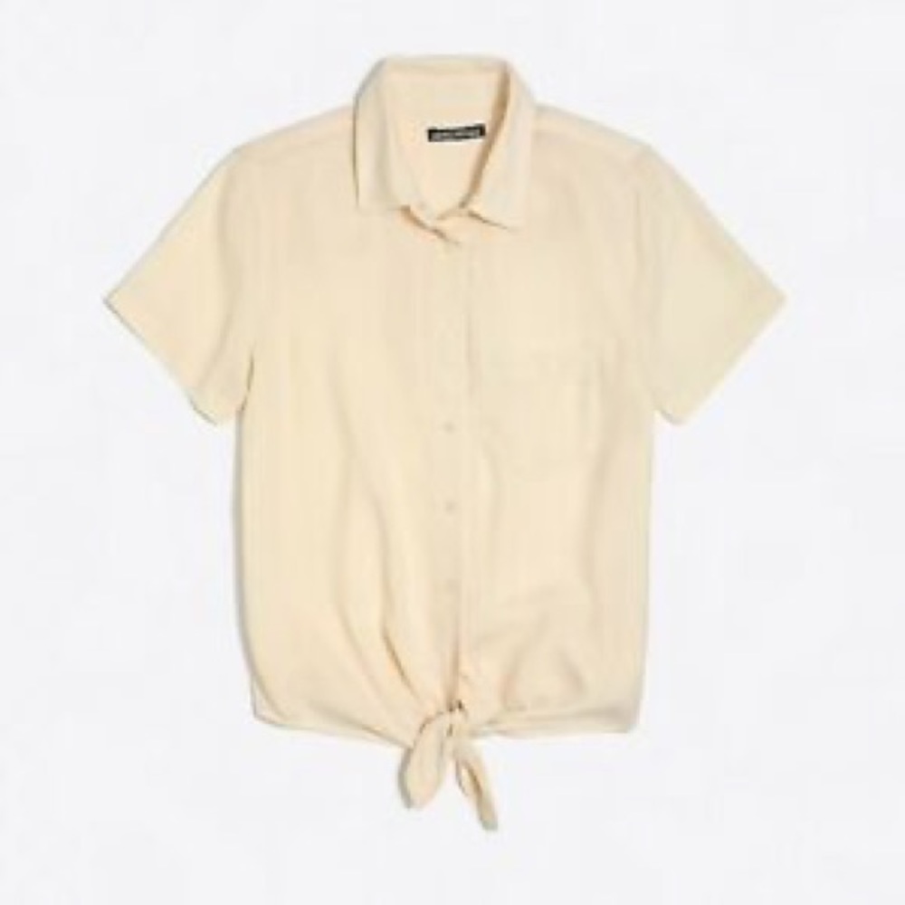 J CREW MERCANTILE S button down tie waist top pink
